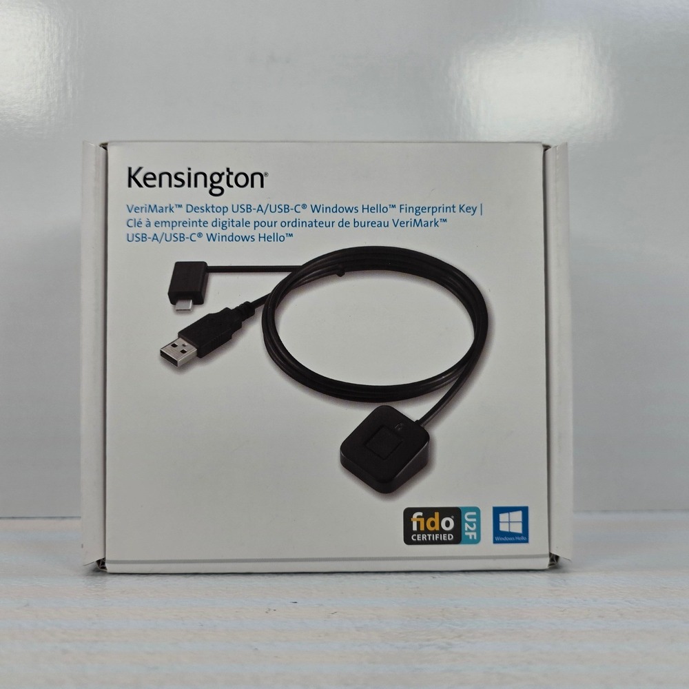 Kensington VeriMark Desktop Fingerprint Key Windows Hello‎ FIDO U2F K62330WWA